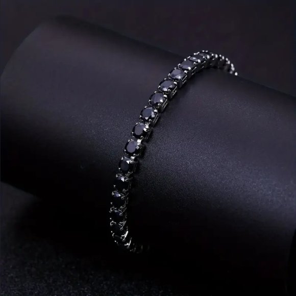 Solid Silver 1ct Black Onyx Womens Gemstone Tennis Bracelet Jewelry 7" 8" 1 ct - Picture 8 of 11